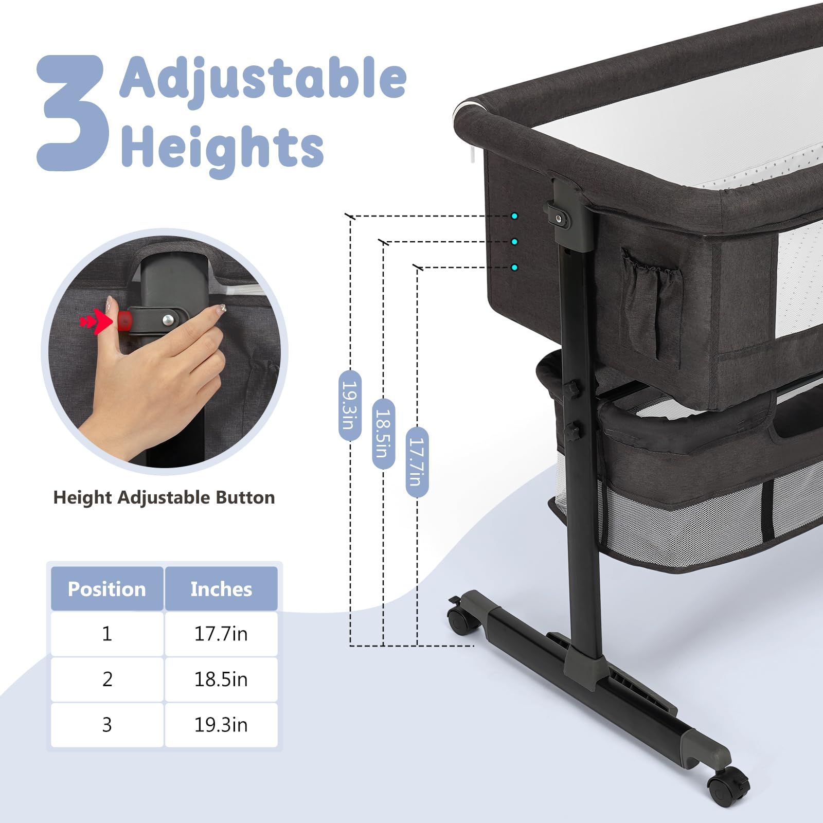 Breathable mesh panels on Baby Bassinet for airflow
