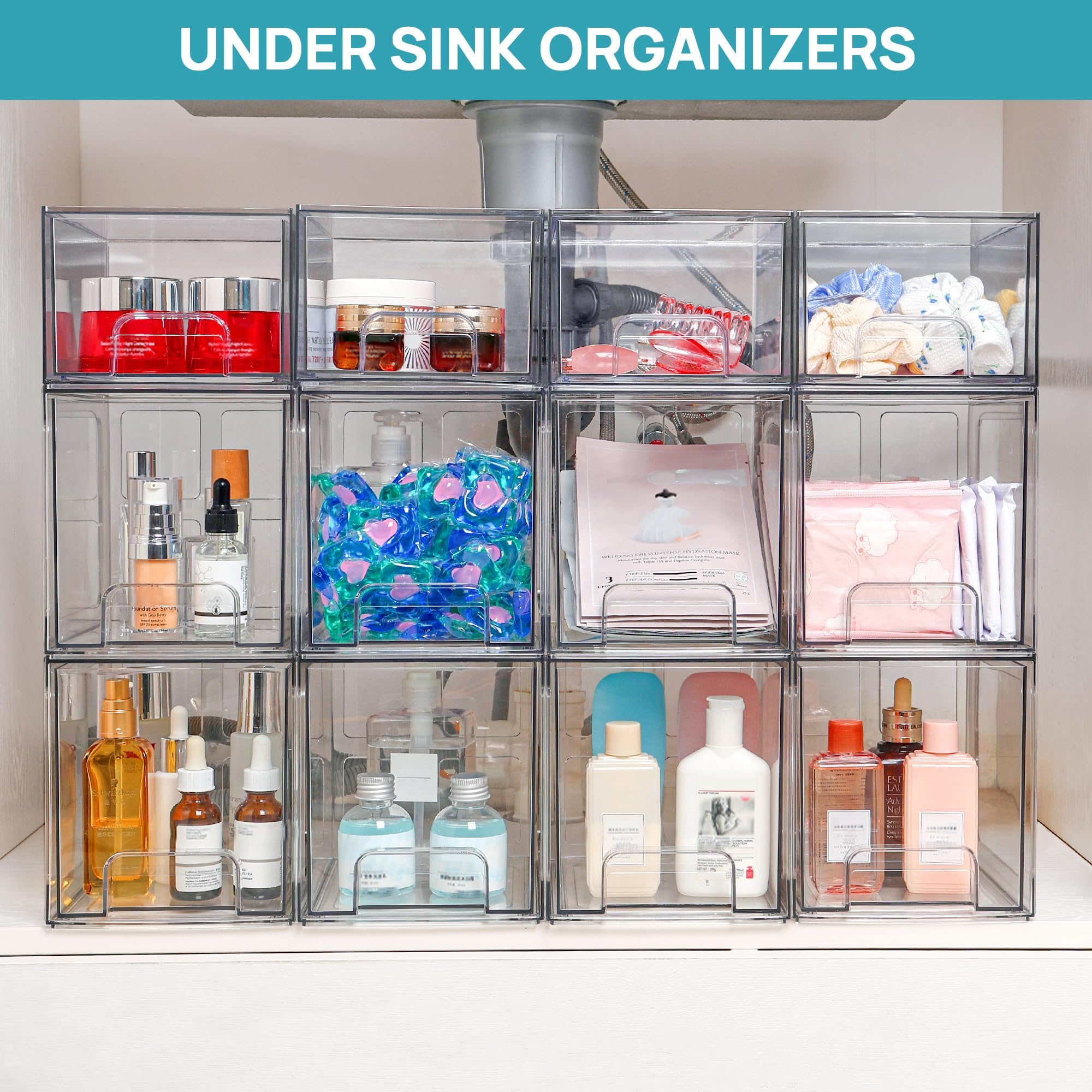 BPA-free shatter-resistant clear plastic drawers