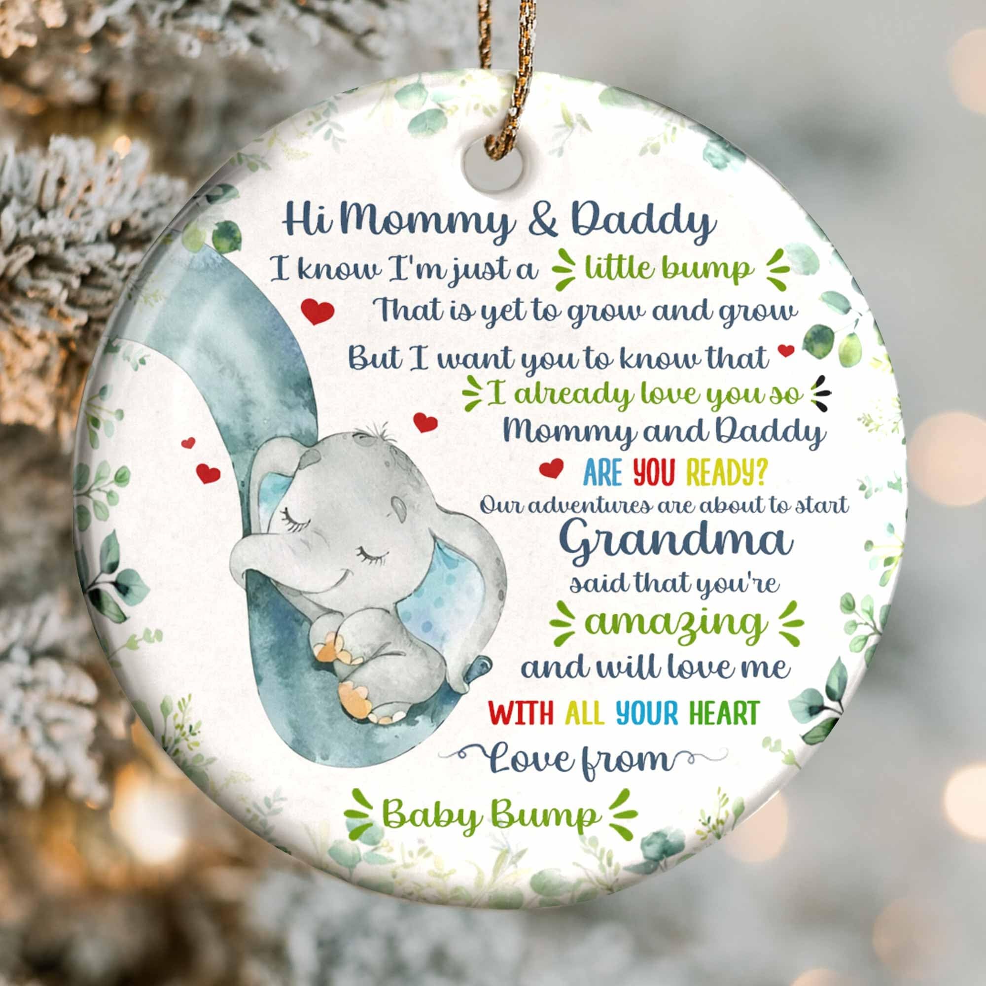 New mom and dad gift: baby bump ornament for holidays