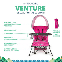 Go with Me Venture portable chair pink folded for travel
