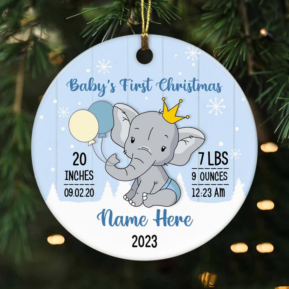 Baby first Christmas ceramic ornament for baby girl or boy