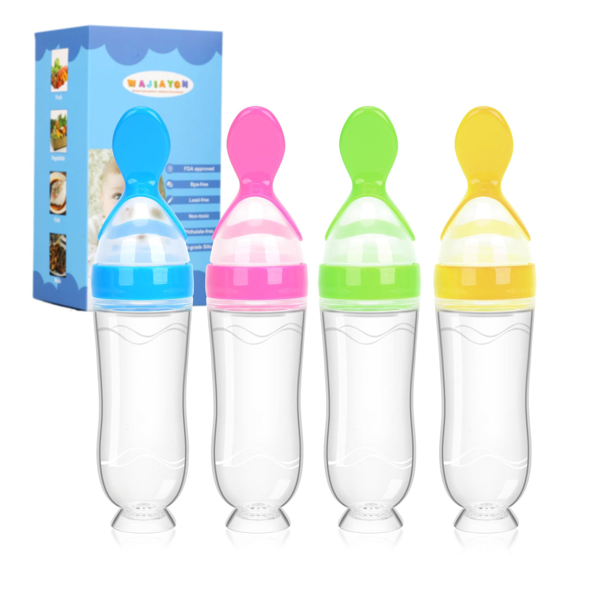WAJIAYON baby food feeder 4 pack silicone spoons 3 oz