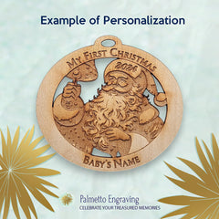 Baby girl or boy tree decoration with engraved keepsake