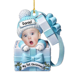 Baby Inside Gift Box acrylic ornament 8 cm size