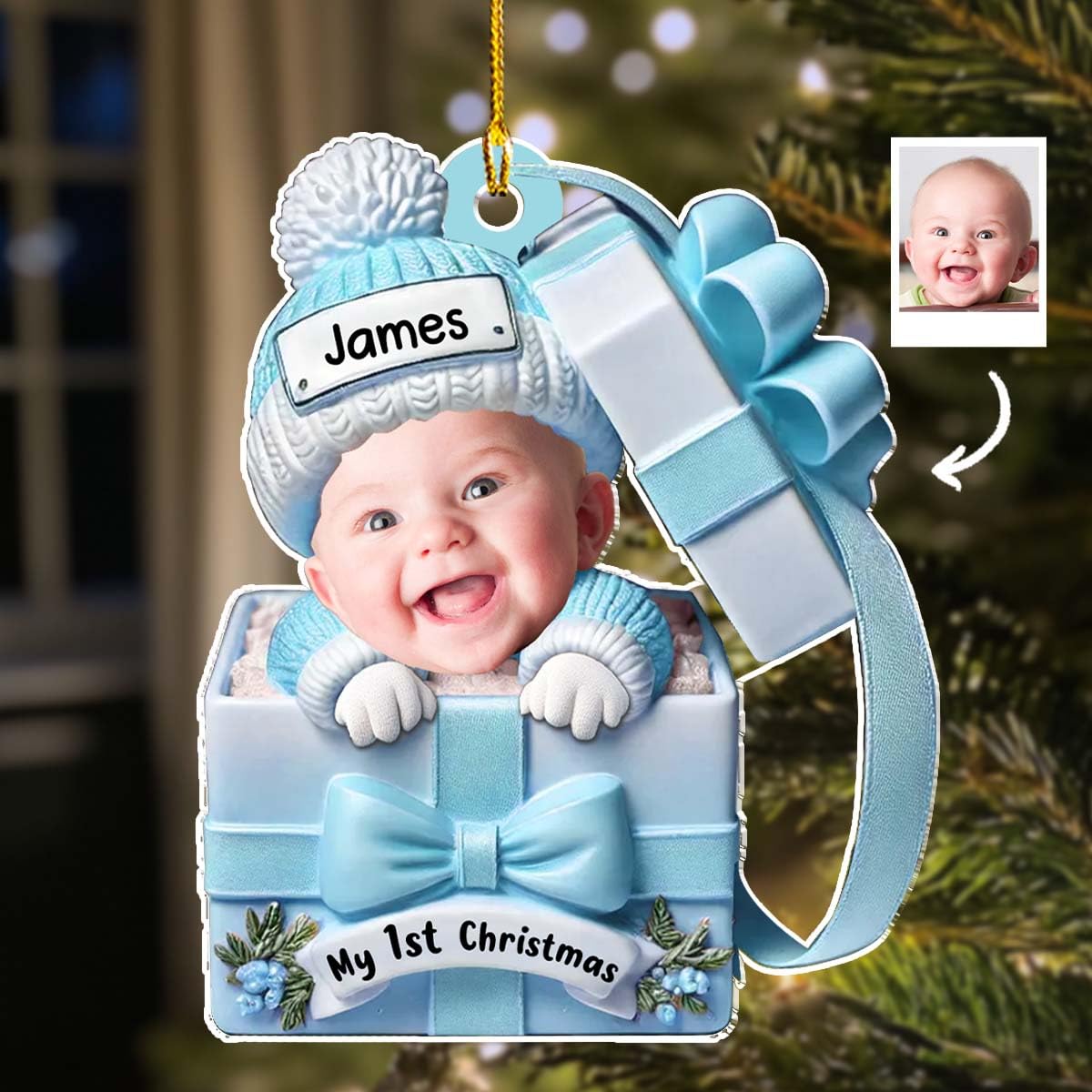 Baby Inside Gift Box keychain 5 cm size