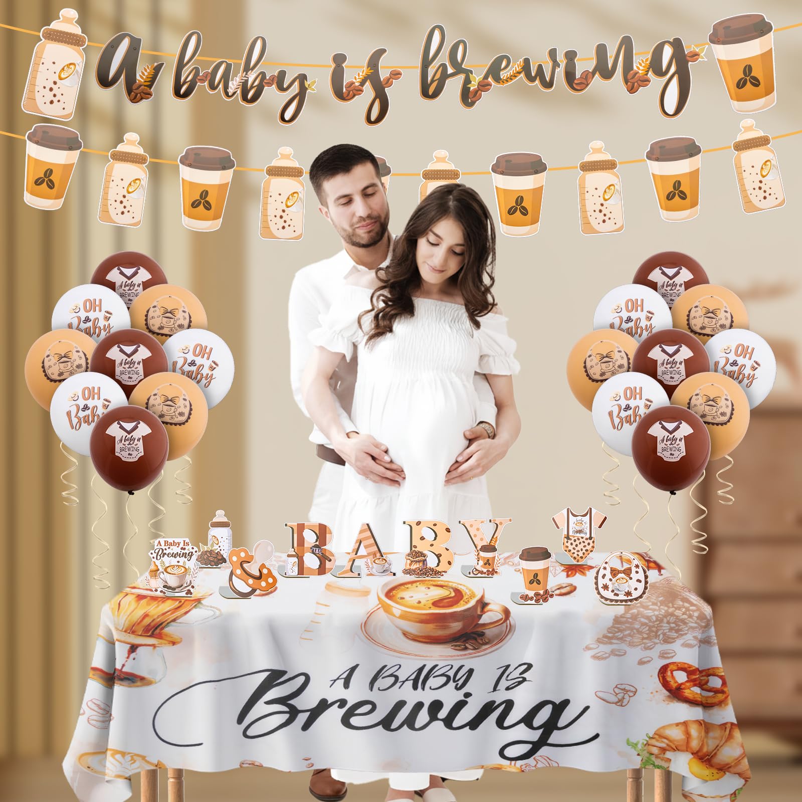 Coffee themed cake toppers for baby shower