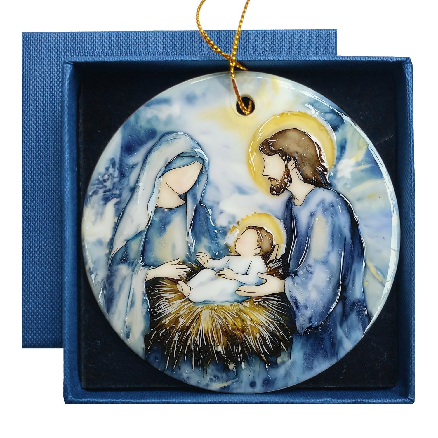 Baby Jesus Ornament decorative nativity scene on ceramic
