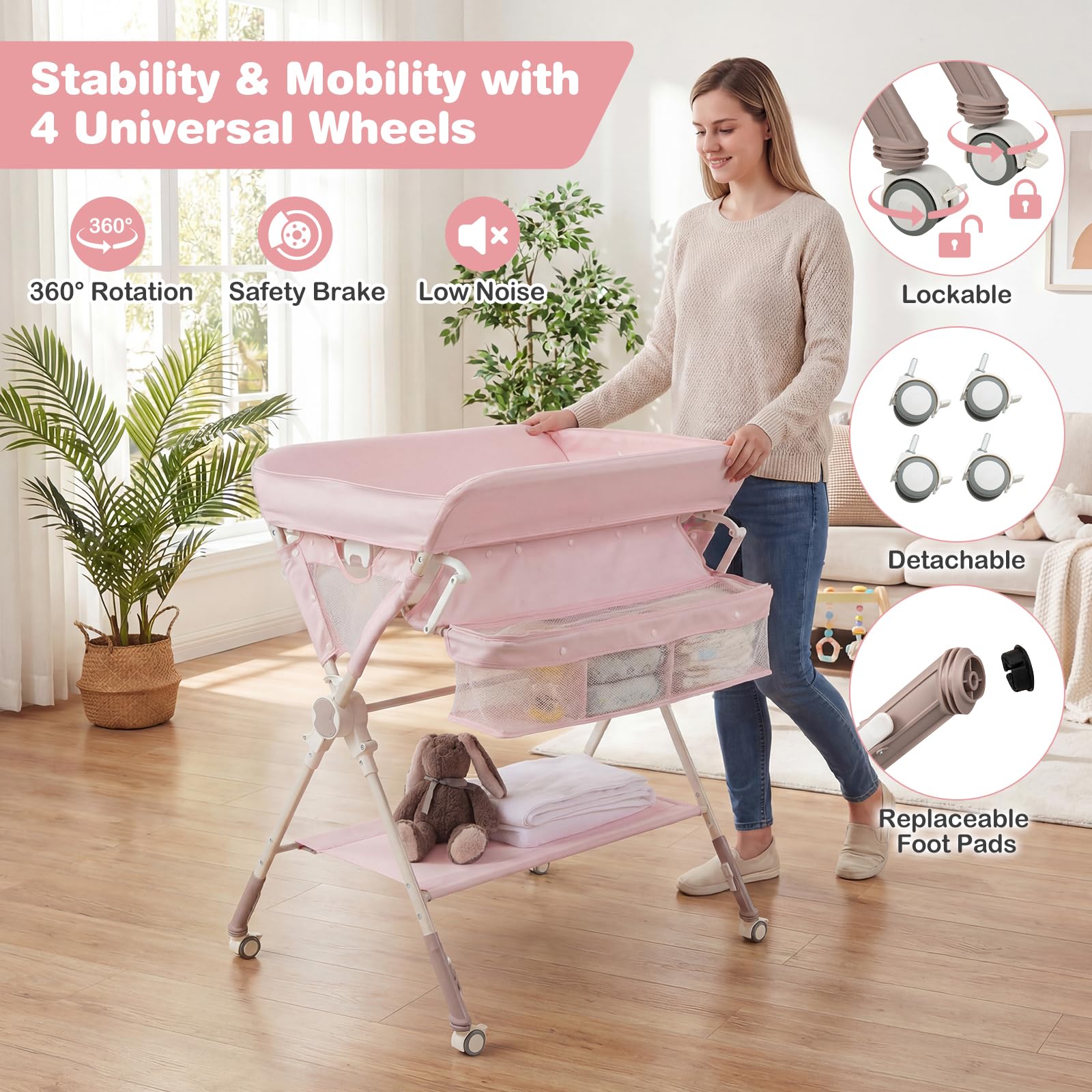 Waterproof skin-friendly surface on changing table