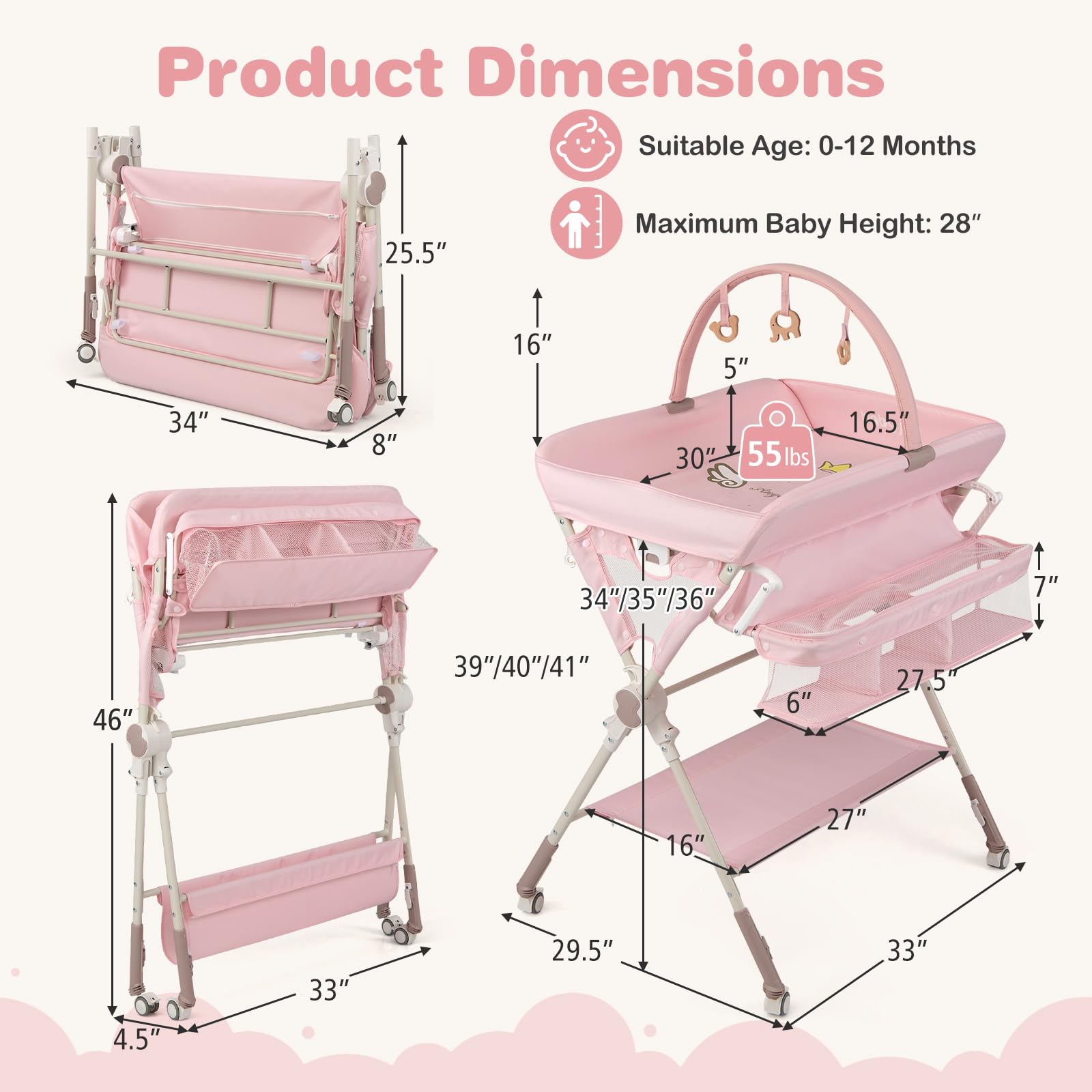 Detachable activity arch on changing table