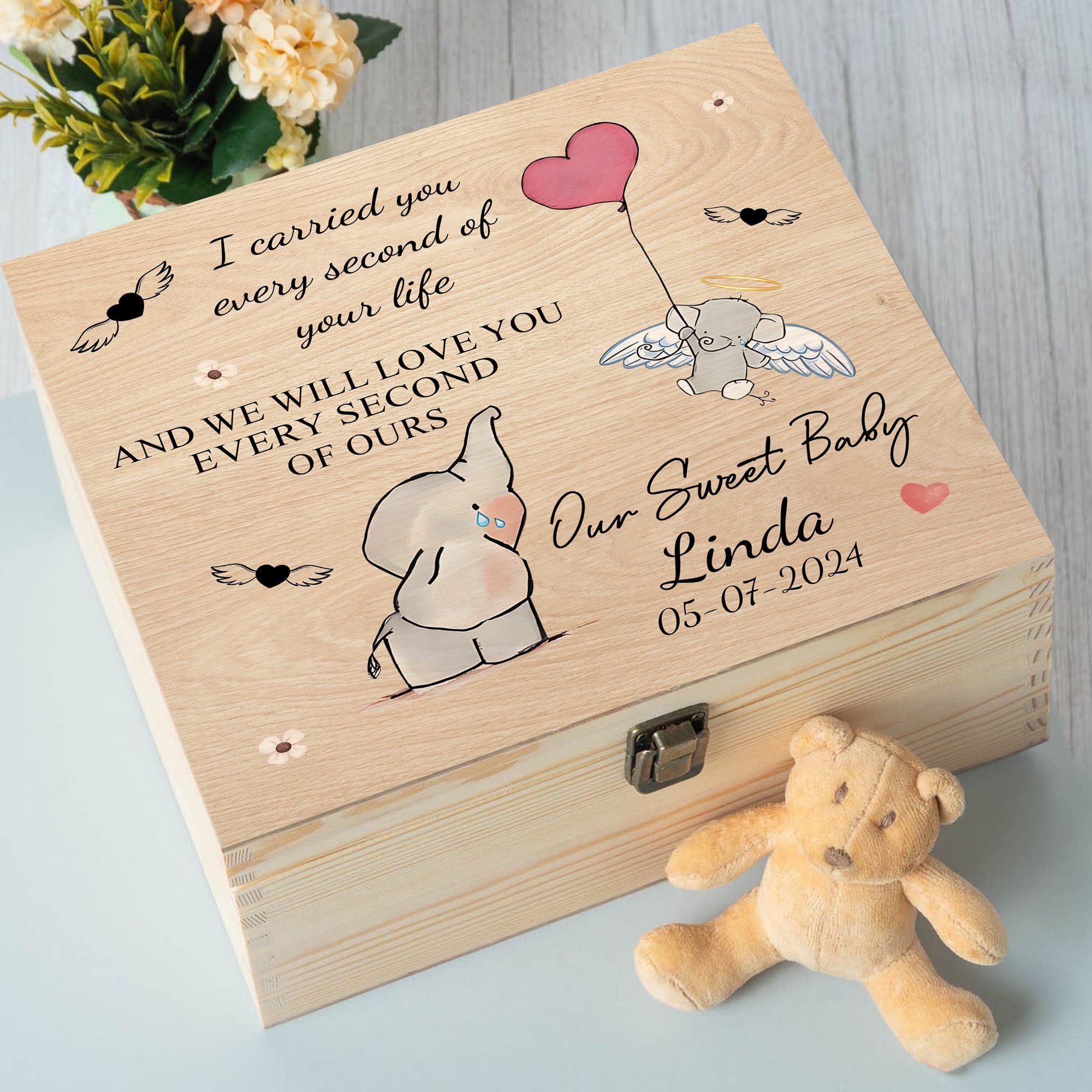 Baby memorial keepsake box for photos and mementos