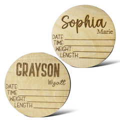 4-inch round unfinished birch sign for baby stats