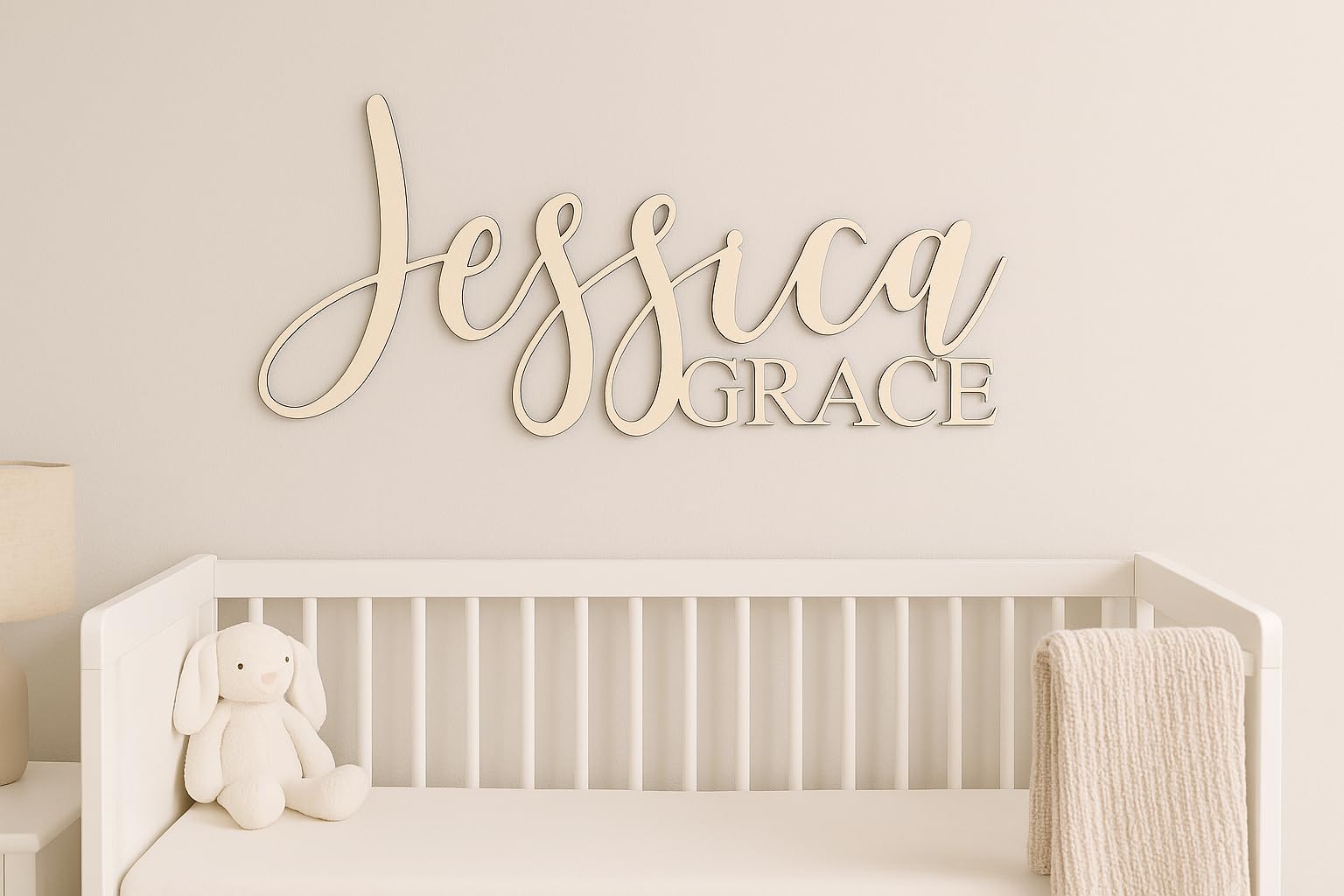 Baby Name Cut Out Sign for nursery decor in wood