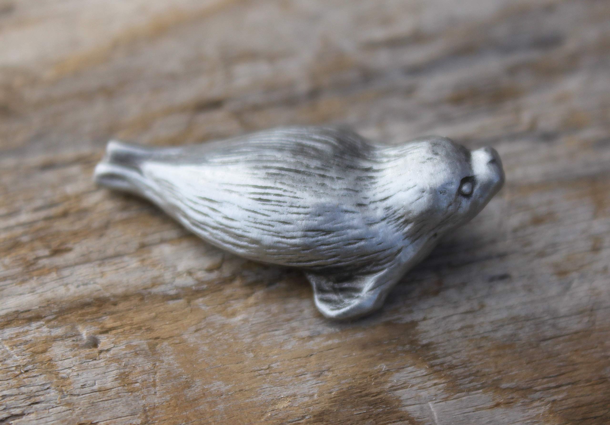 Hastings Pewter Seal Pup Figurine in clear packaging with tag
