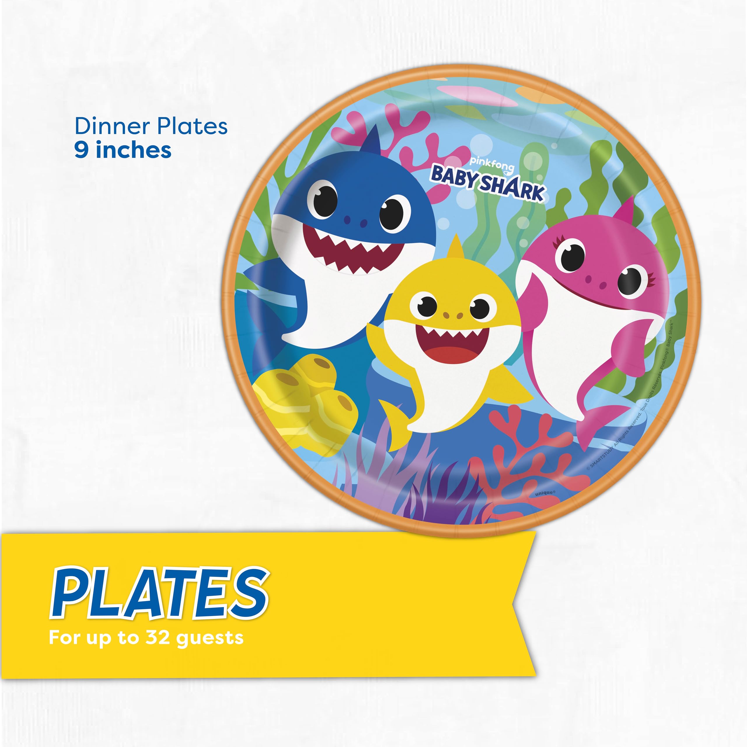 6.5 inch napkins and 9 inch plates from Baby Shark set