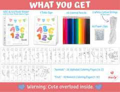Binder includes 26 animal ABC pages for coloring