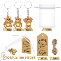 Bear themed baby shower keychain set image