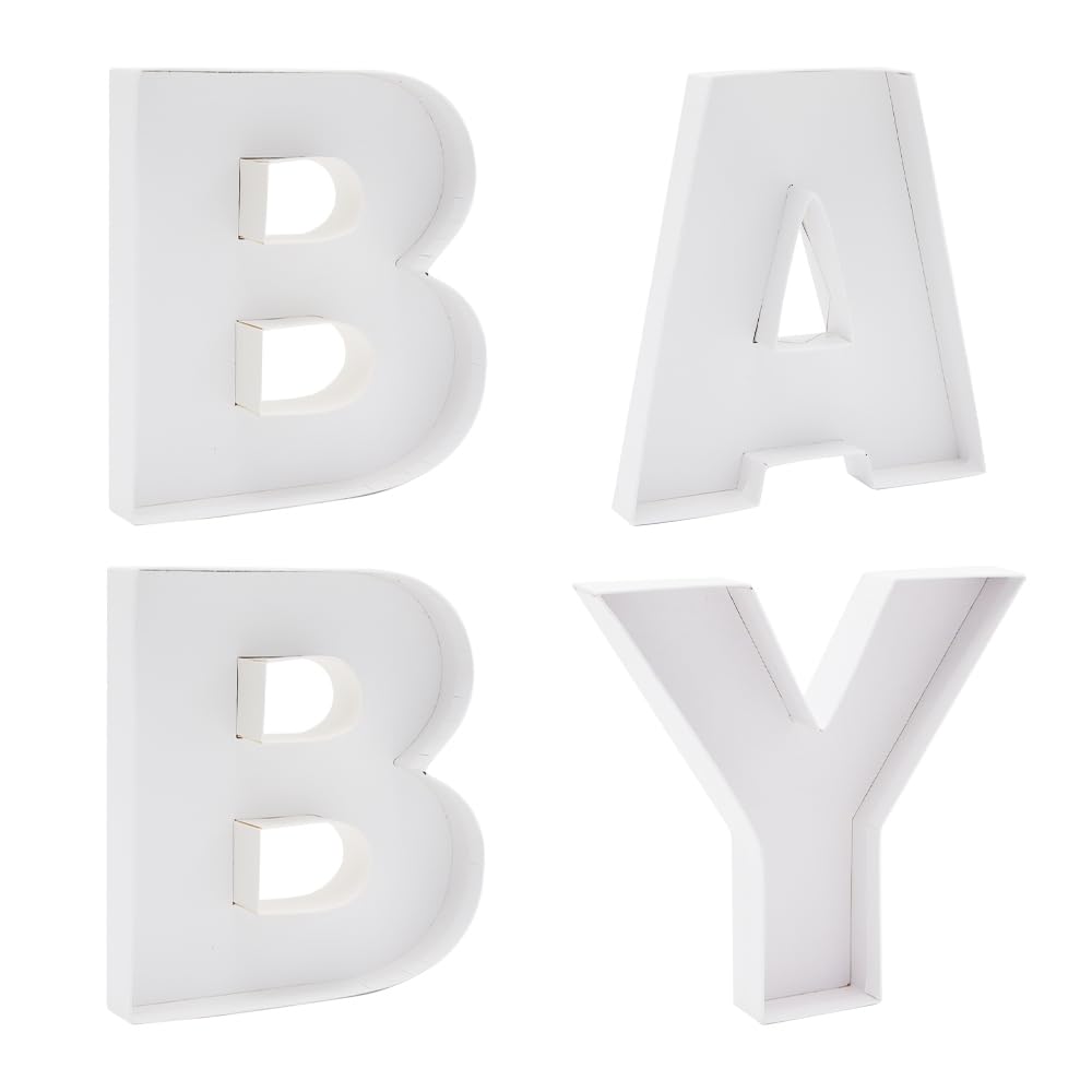 Set of four 8-inch BABY cardboard letters for baby shower display