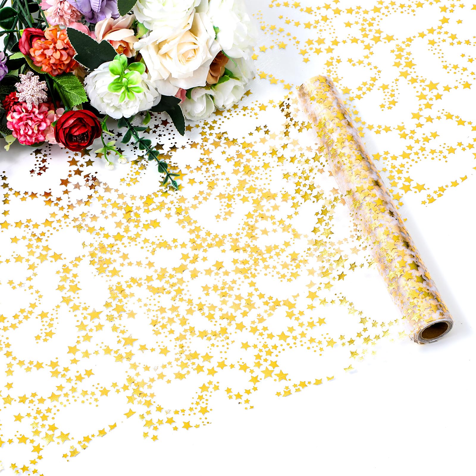 Baby shower dinner table decor gold star runner