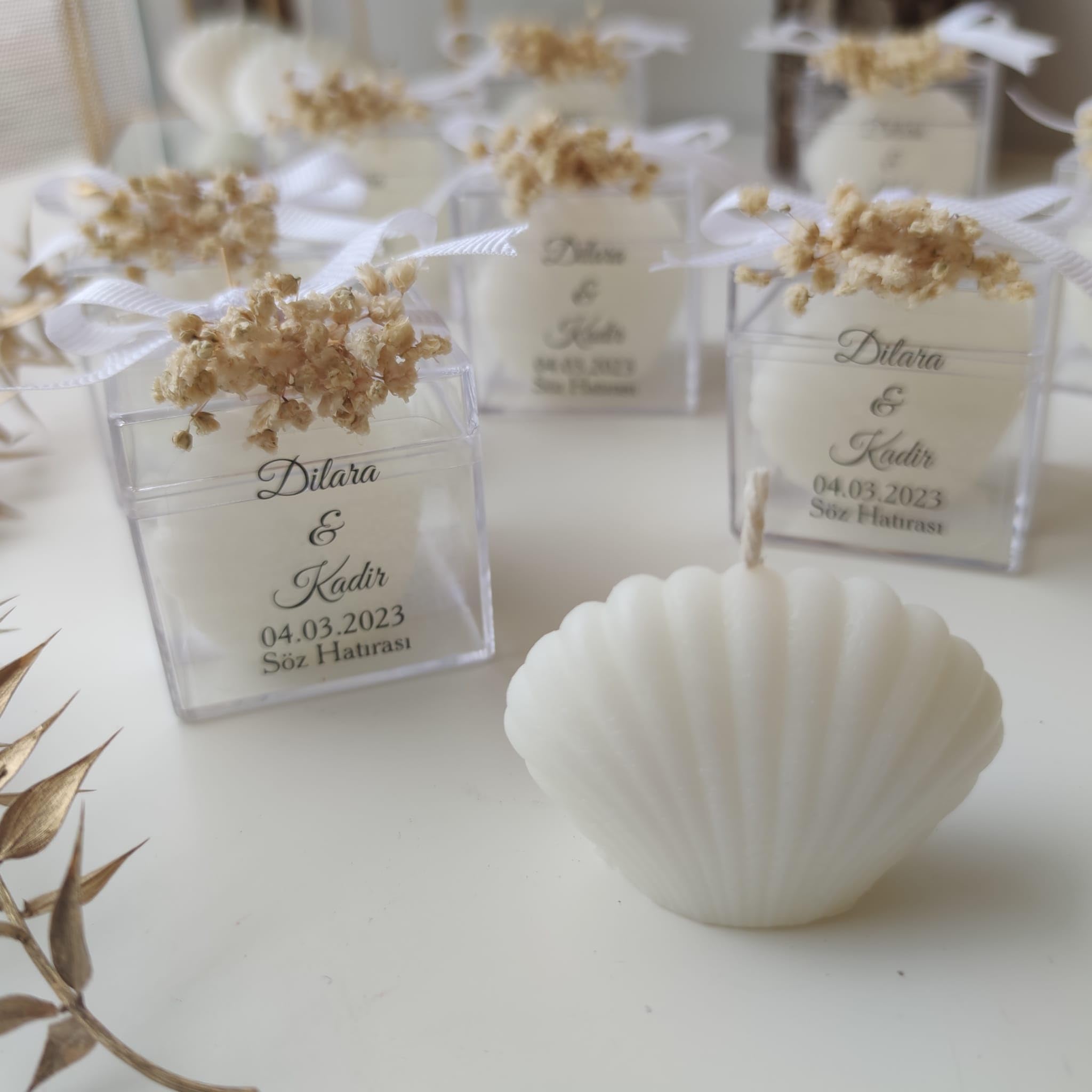 Beach themed party favors seashell candles