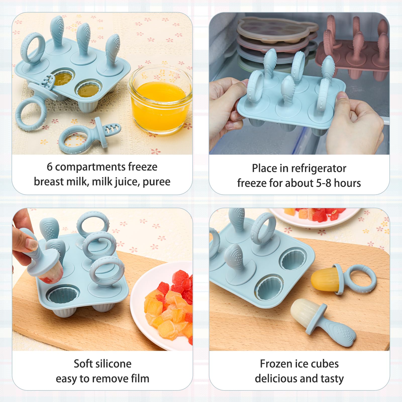 Easy-release popsicle molds for babies with sticks