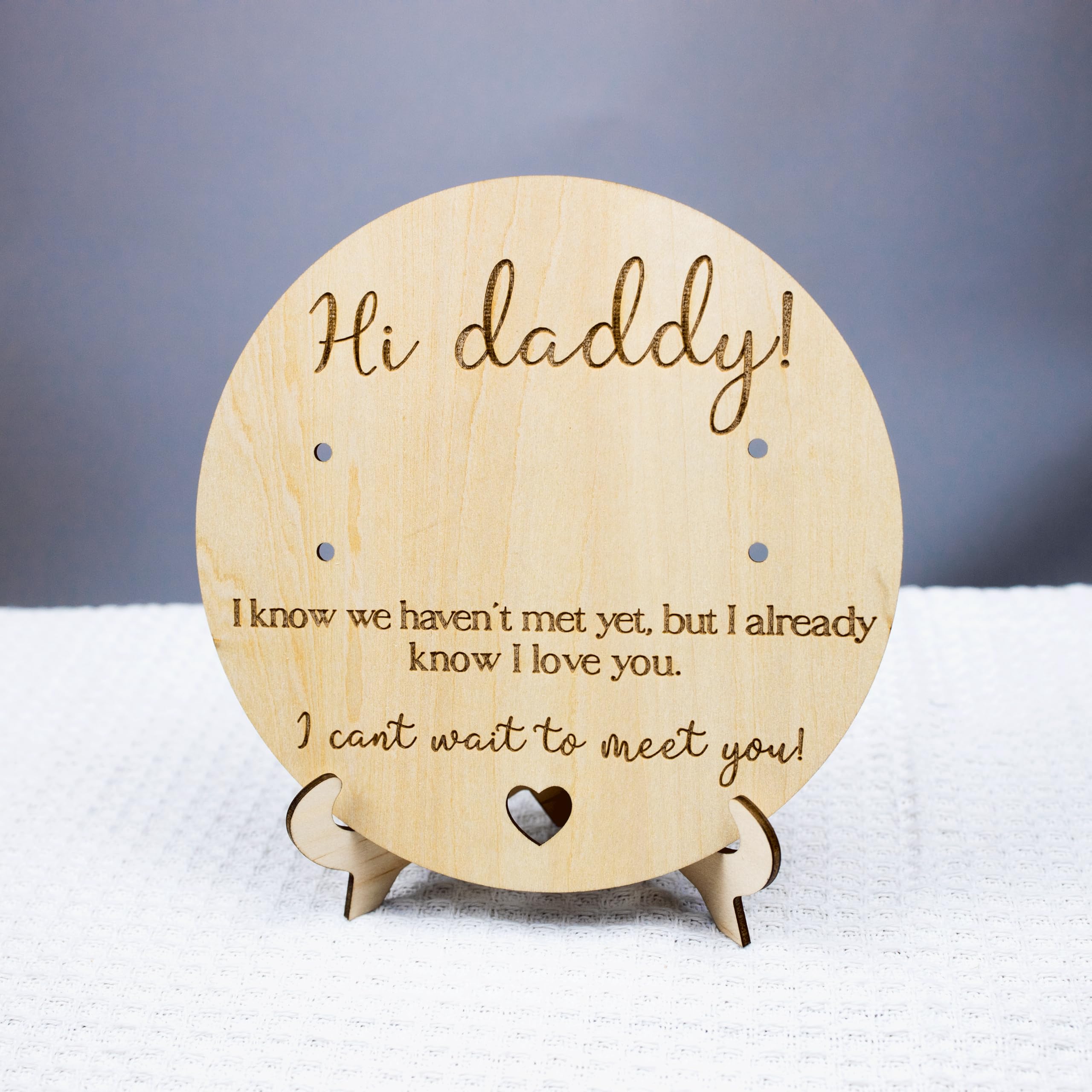 Baby surprise reveal wooden sign for husband pregnancy announcement