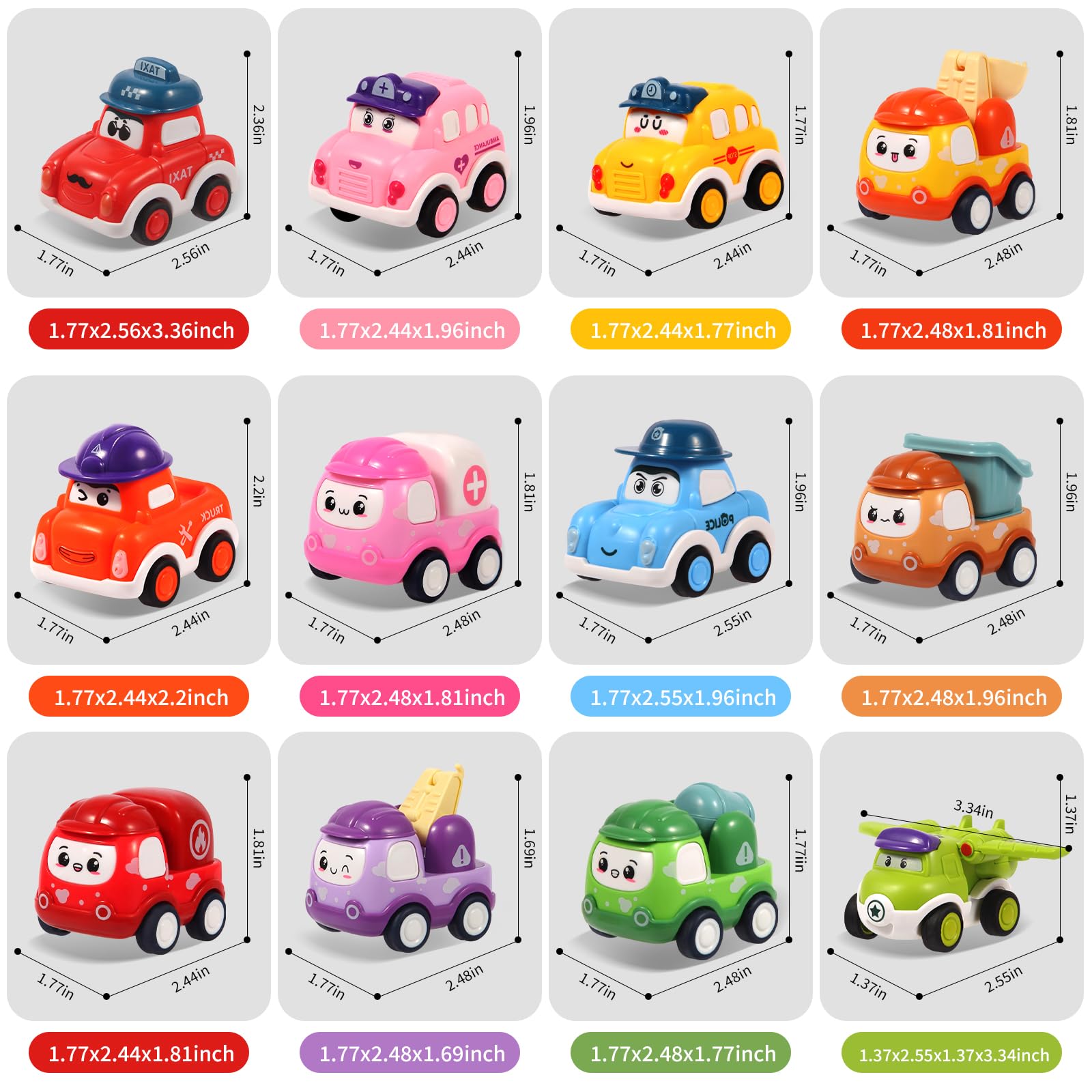 bright color cartoon cars for 1 2 3 year olds