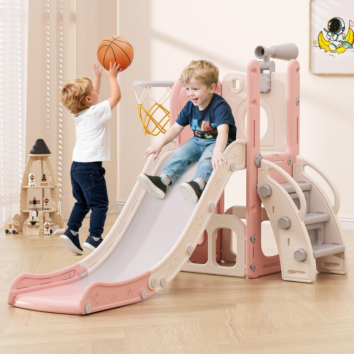 Babytronic 6-in-1 toddler slide climber indoor outdoor playset for kids 1-3