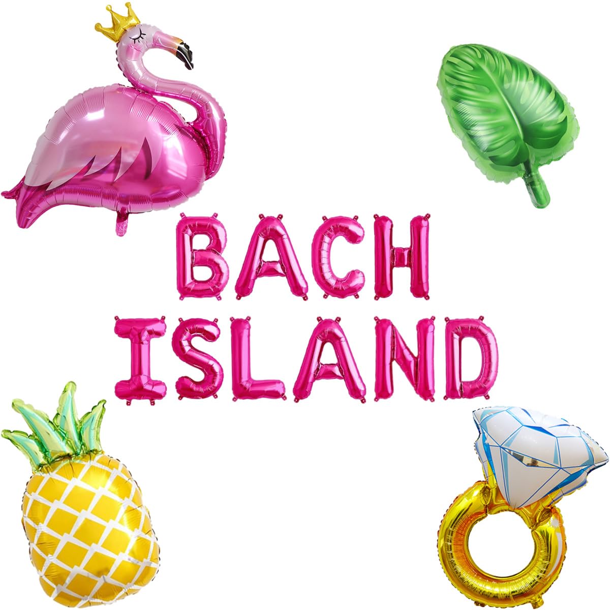 Bach Island Balloon Banner with flamingo palm tree design