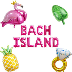 Bach Island Balloon Banner with flamingo palm tree design