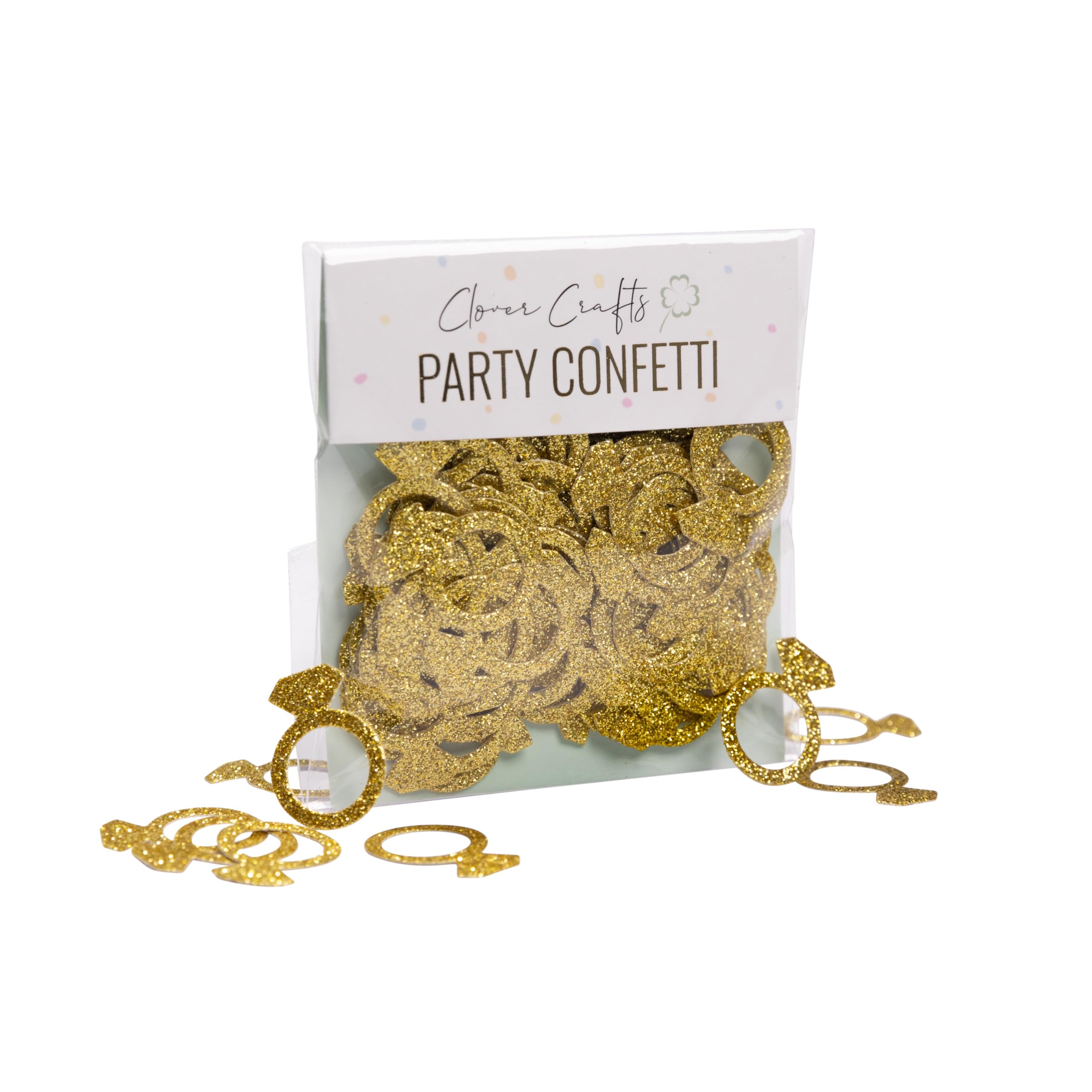 Bachelorette party gold ring confetti decor CloverCrafts