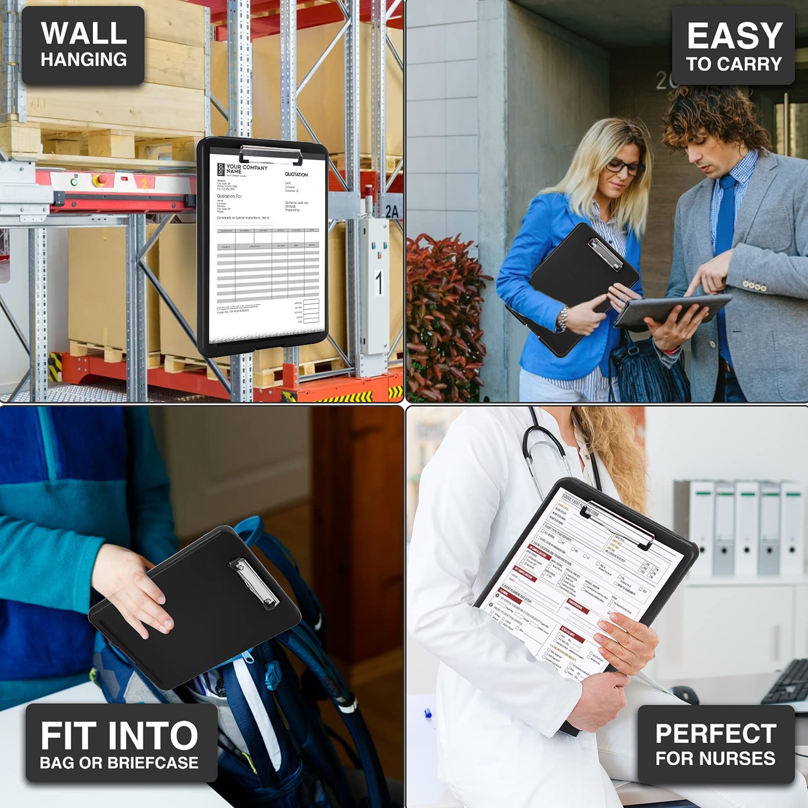 Portable clipboard fits in briefcase or backpack