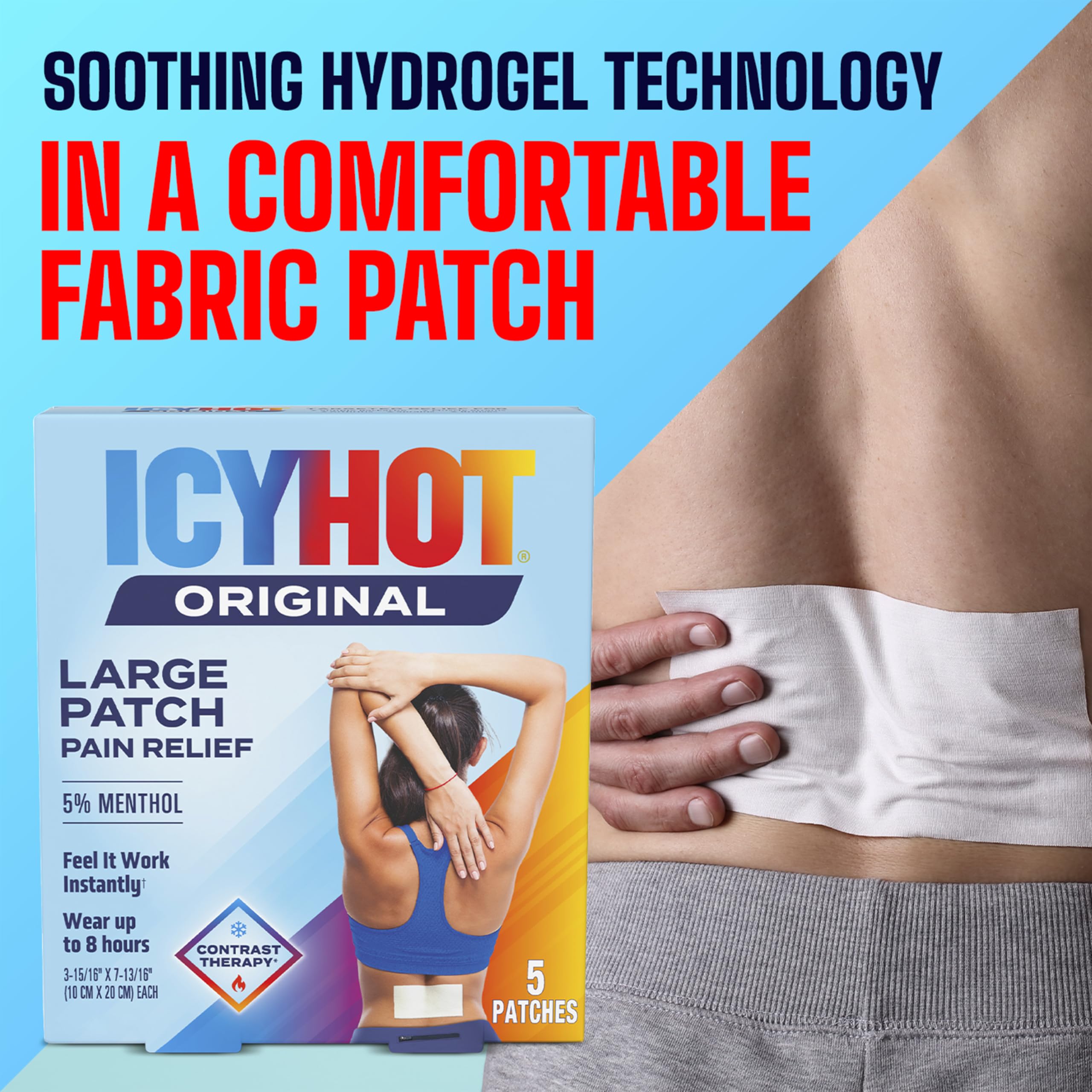 Back pain relief patch 5 count packaging