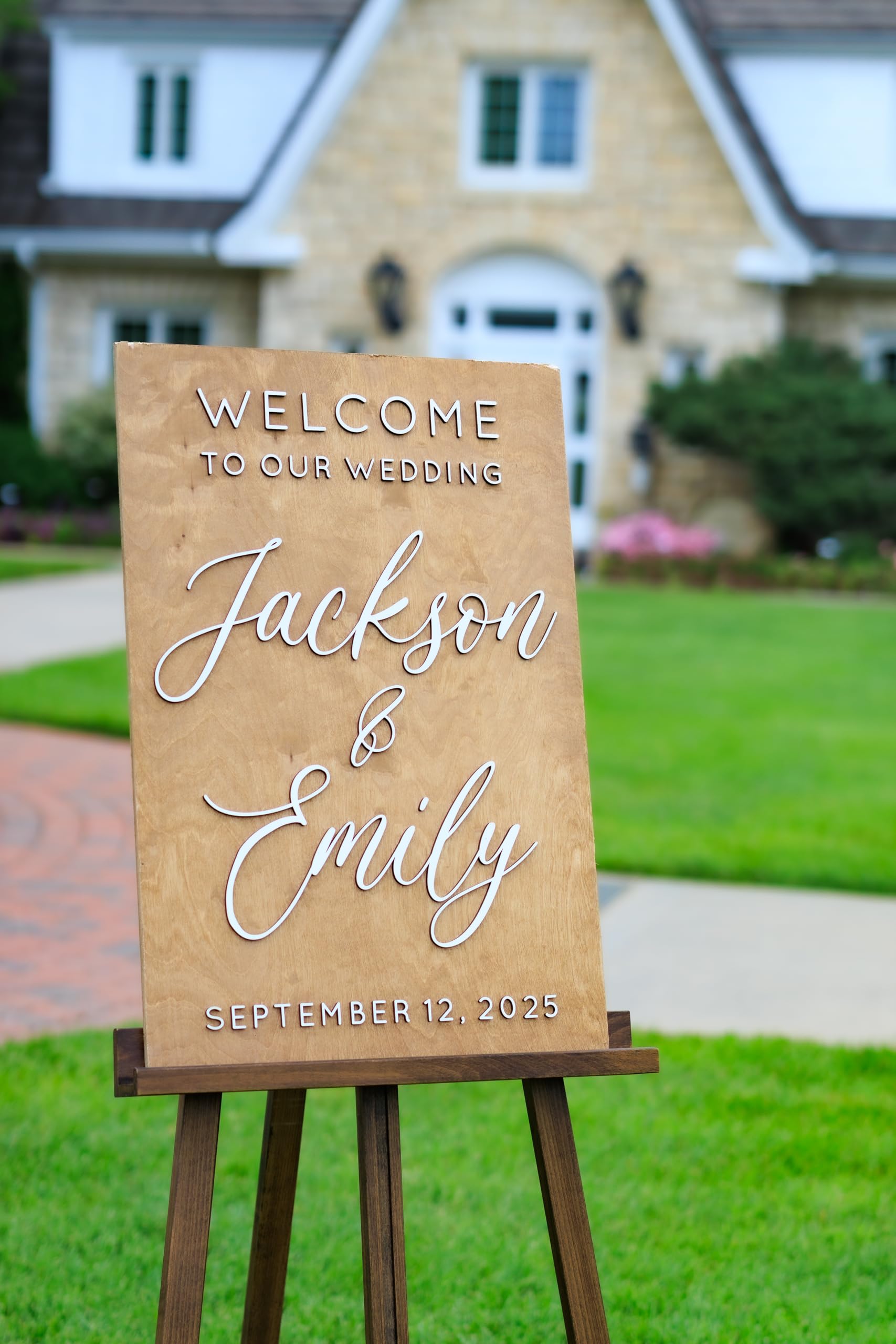 Back stained sign finished from all angles