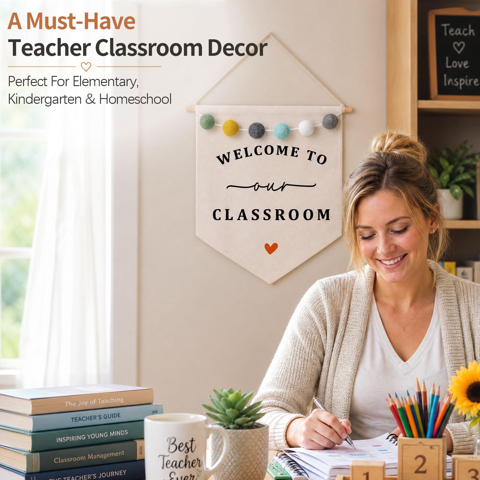 Teacher doorway sign for hallway displays and welcome areas