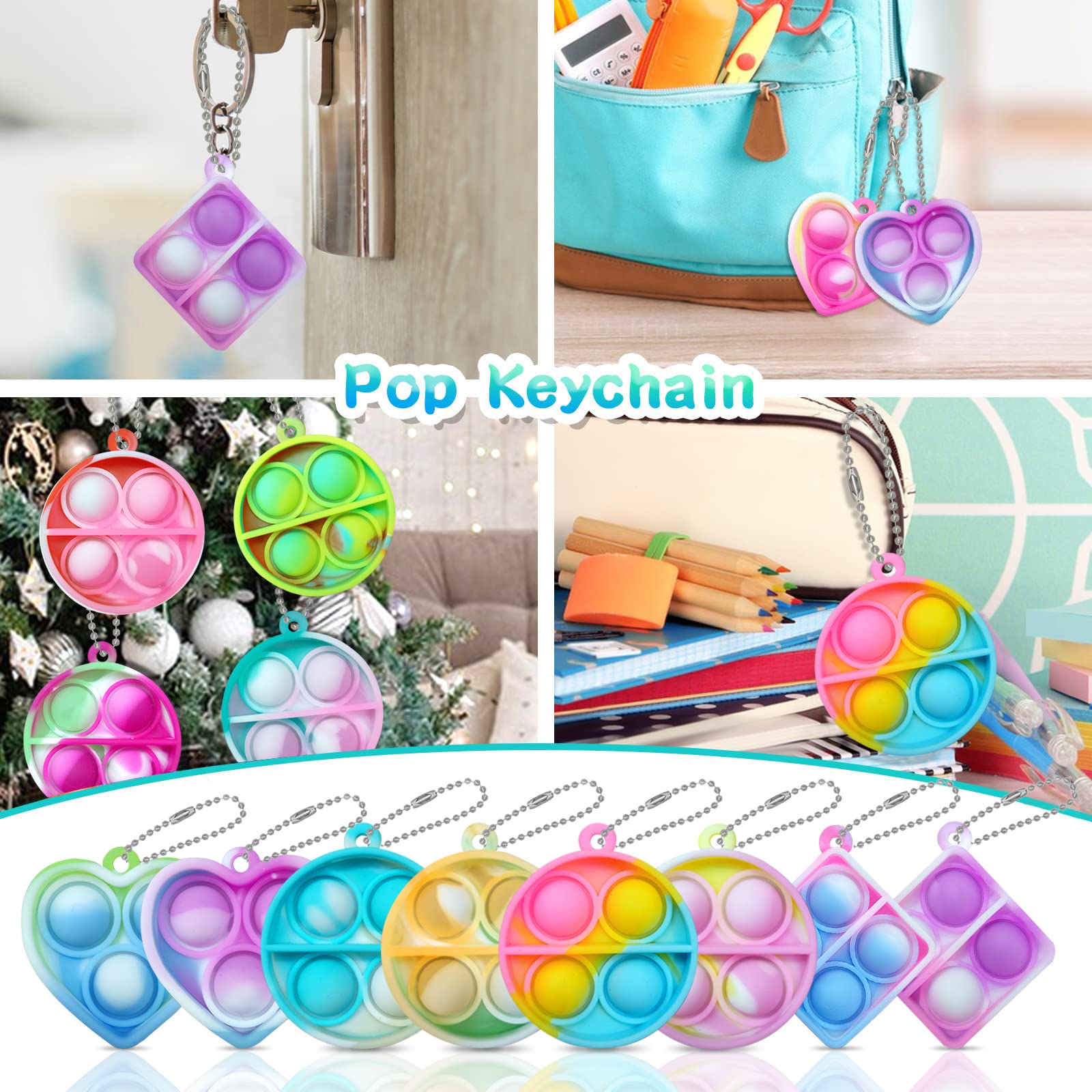 rainbow colors pop keychains variety