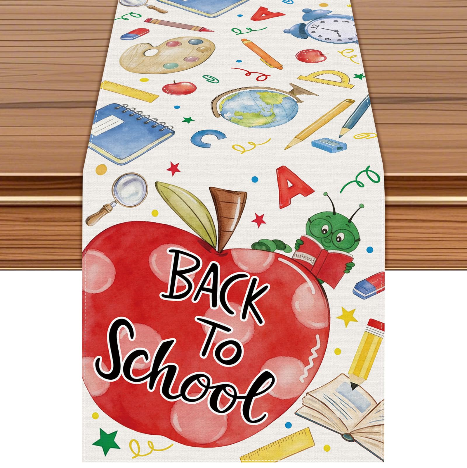 Back to School Table Runner 72x13 inch design on table