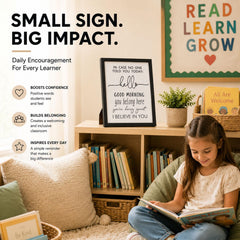 Framed classroom sign option for wall display