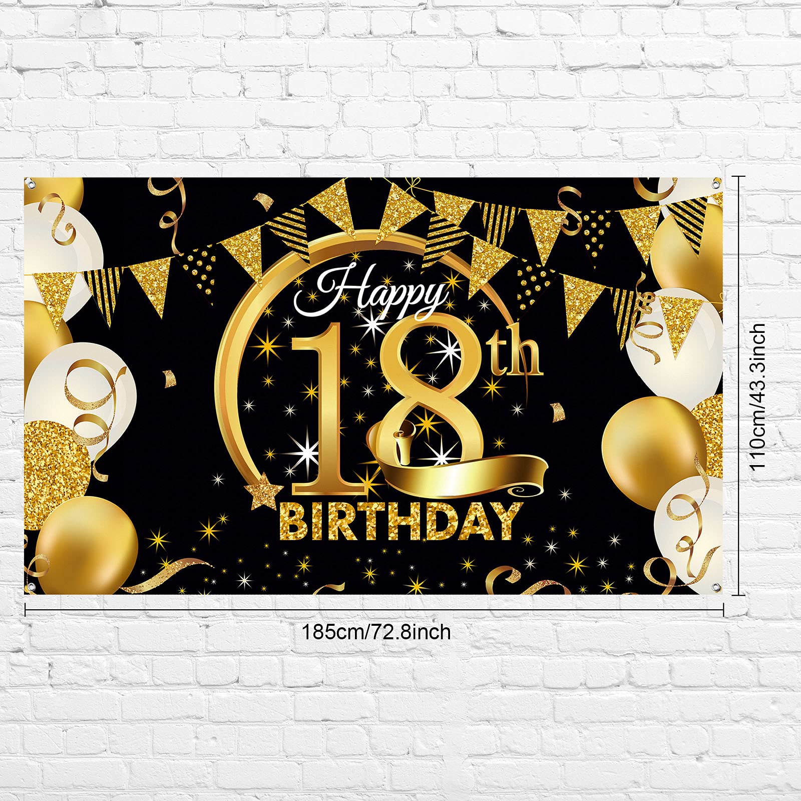 Glitter 18th birthday hanging swirls set of 12
