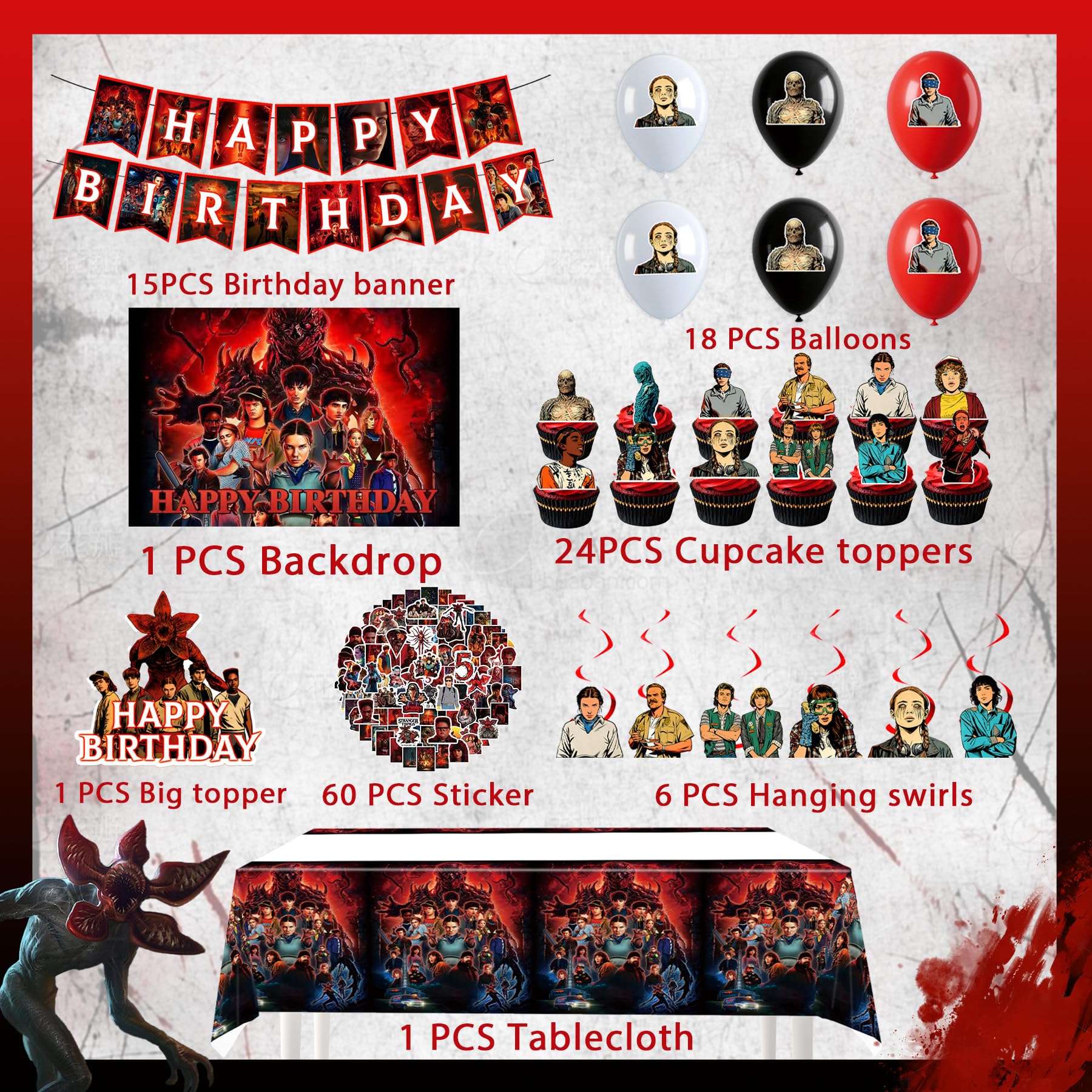 15 Birthday Banner and 18 Balloons included in kit