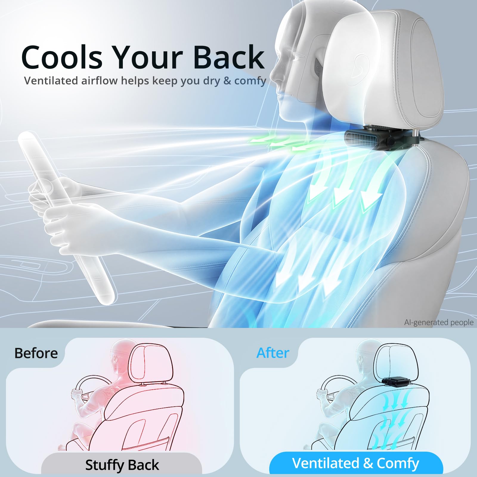 Headrest installation Bicboz car fan