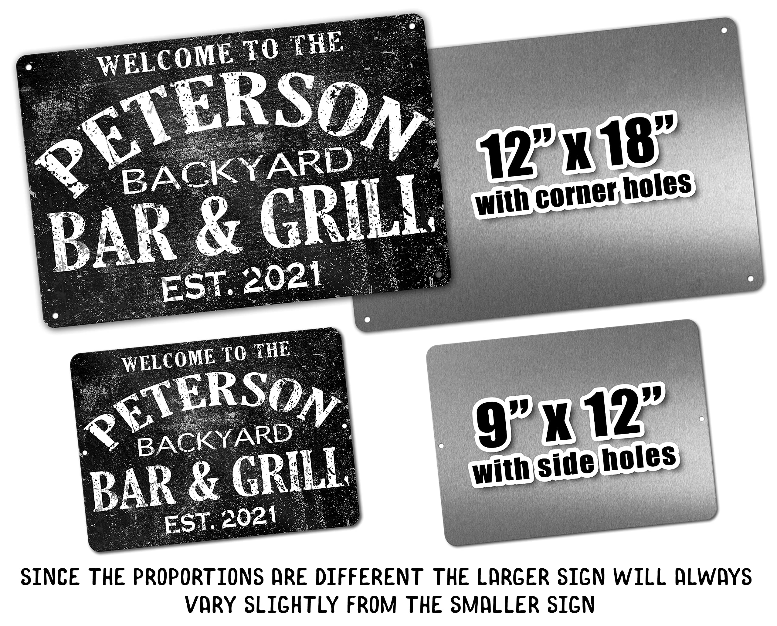 Backyard Bar & Grill Custom Metal Outdoor Tin Sign 12x18 size