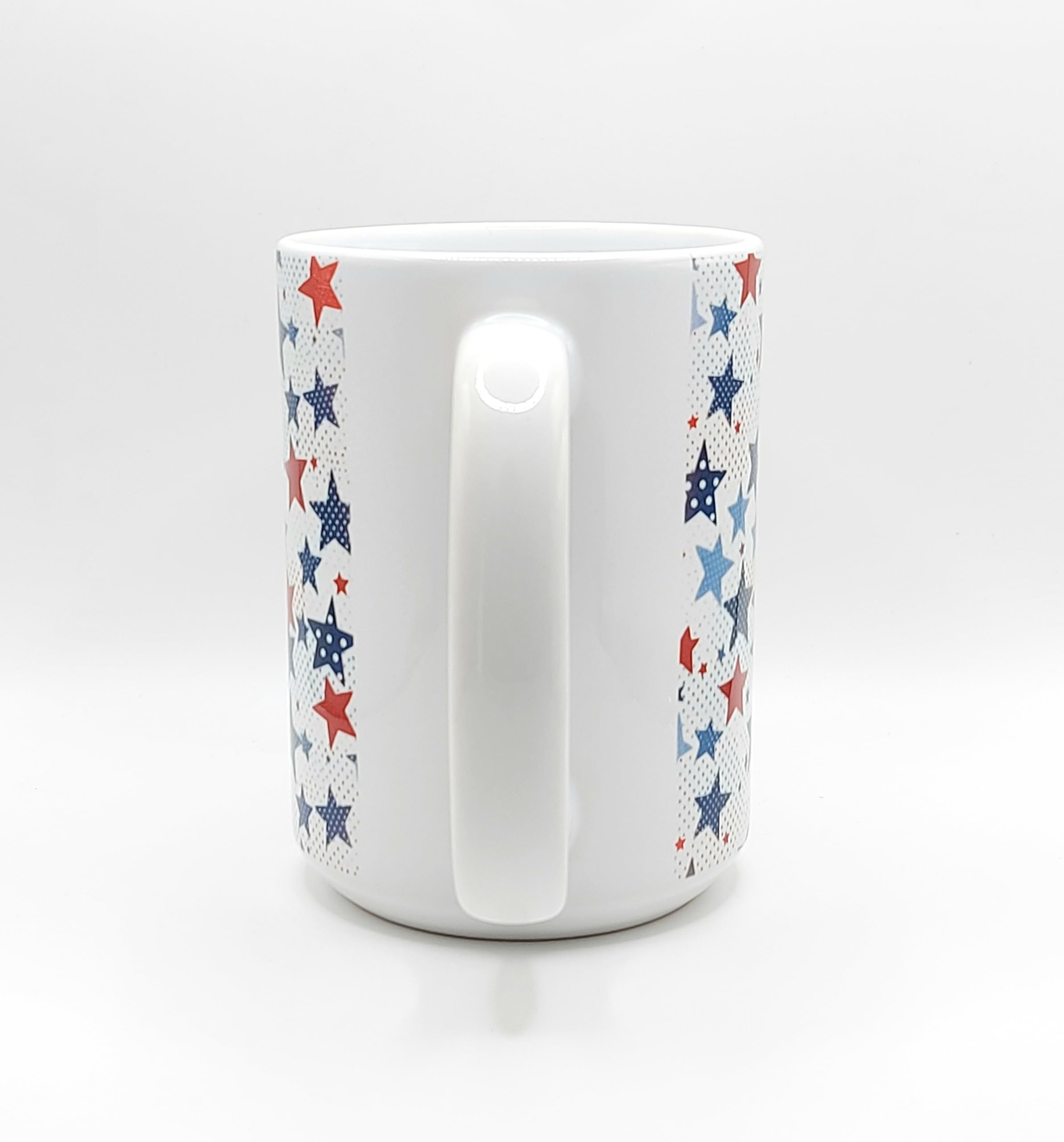 Backyard BBQ ready mug with vibrant star pattern