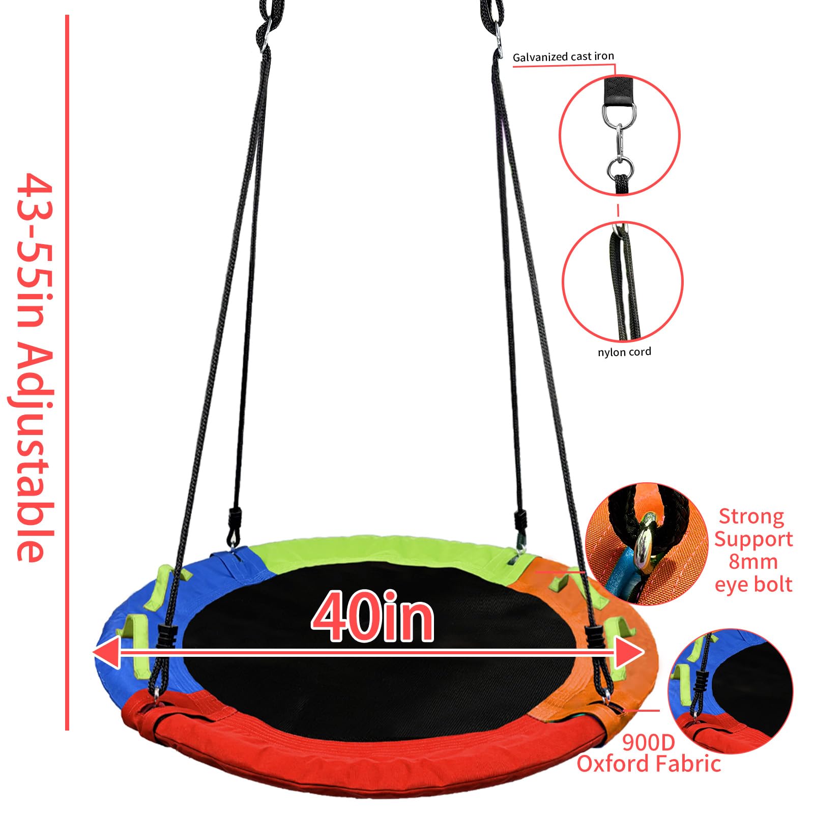 Commercial-grade carabiners and UV-resistant ropes for swing