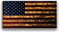 BackYardGamesUSA rustic American flag wall art 24x48 mounted indoors