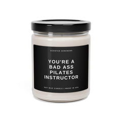 Bad Ass Pilates Instructor Candle 9oz jar with black lid