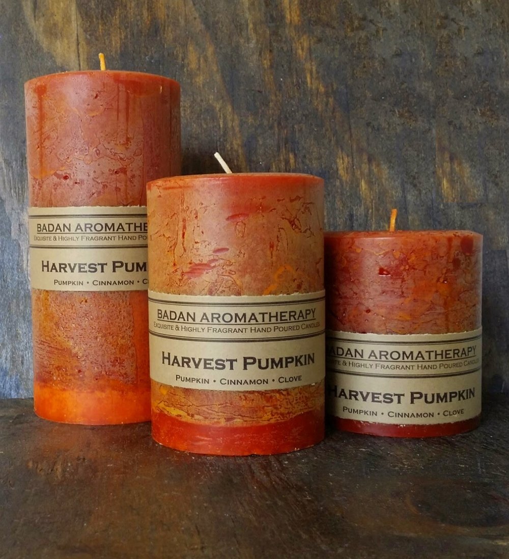 Hand-poured Badan pillar candle trio with beeswax blend and cotton wick