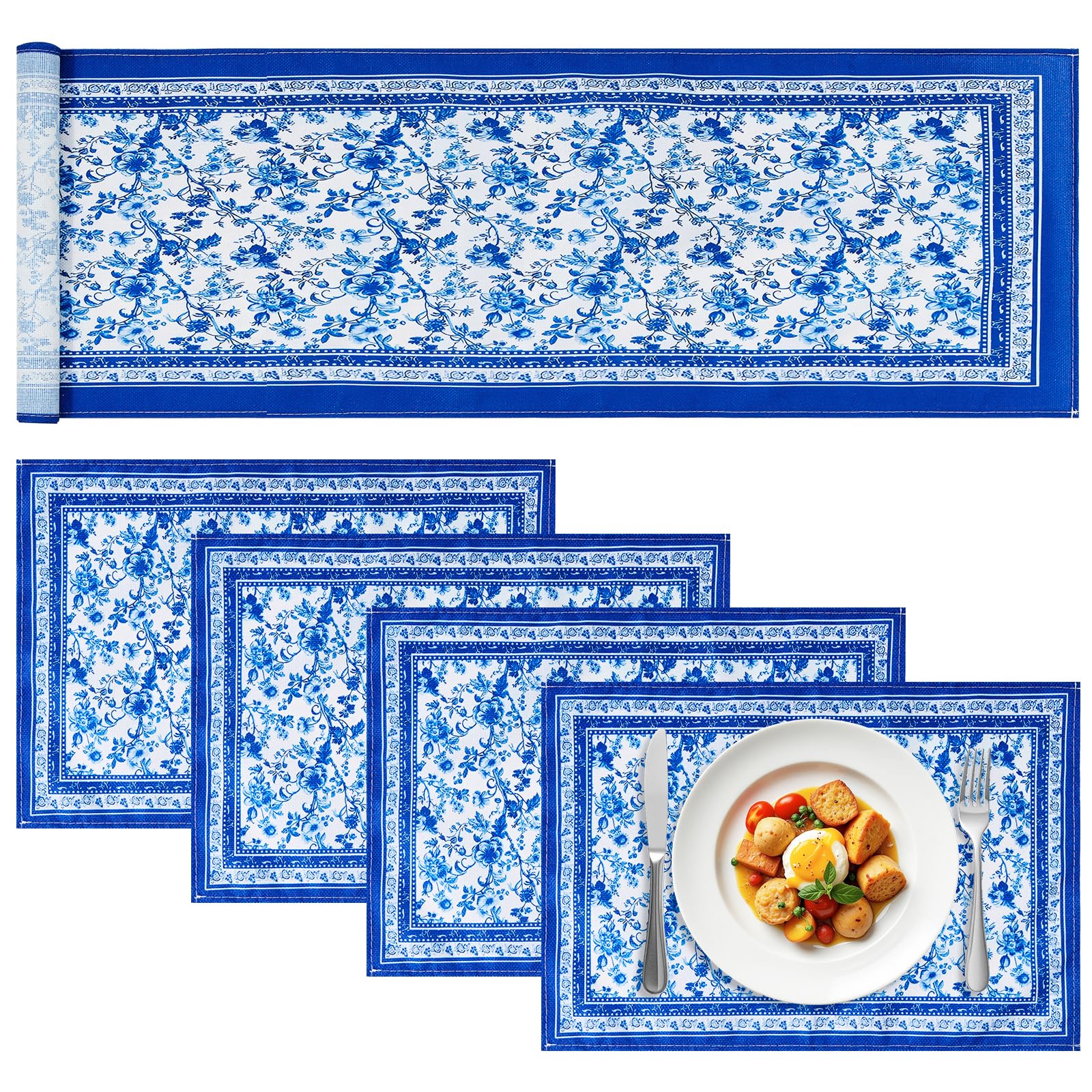 Bafeil blue floral table runner