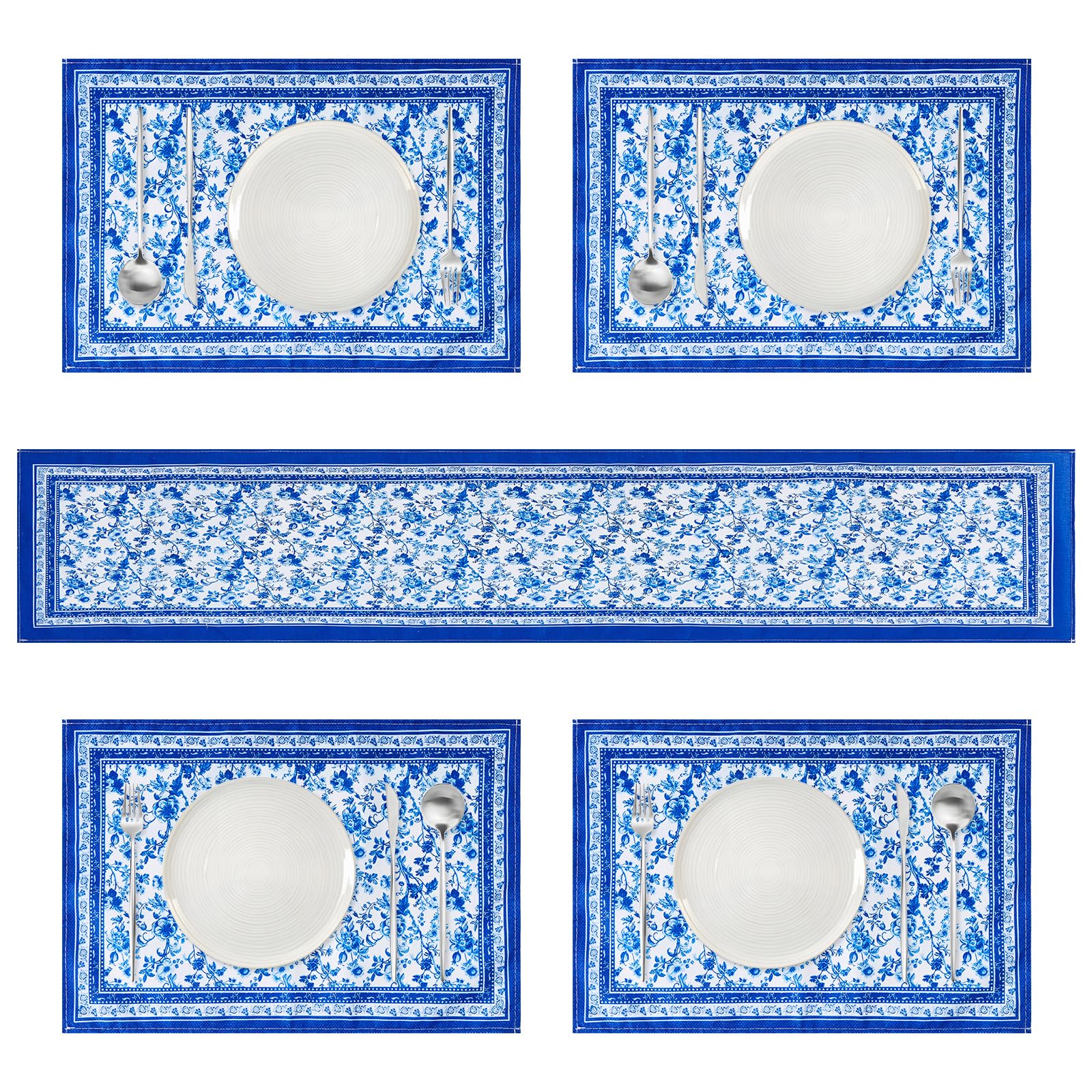 Table runner and placemats set with sizes 183x33cm and 32x45cm