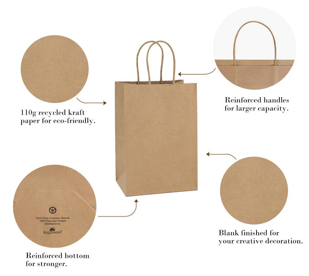 Blank finish brown gift bags ready for customization