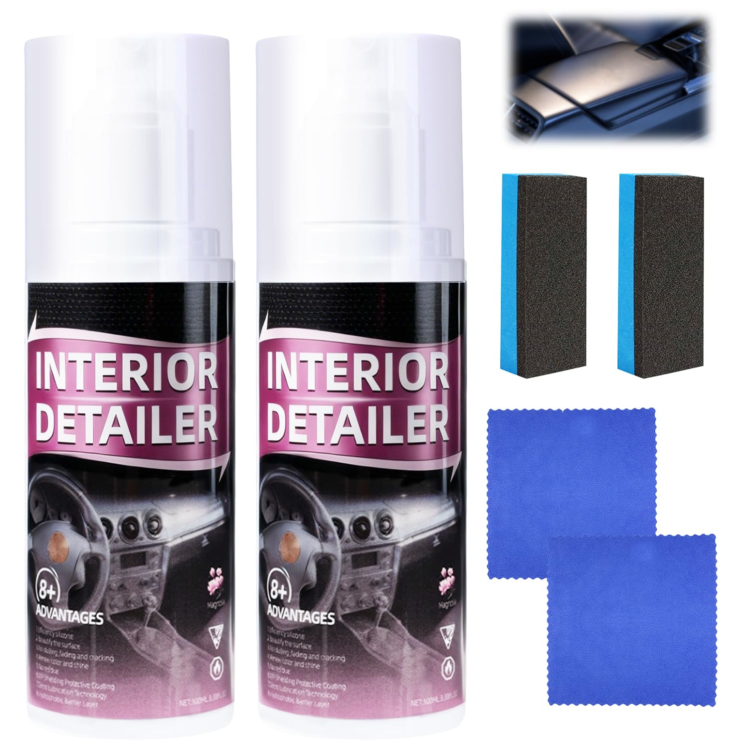 BAGISTES 2pcs car interior cleaner bottles